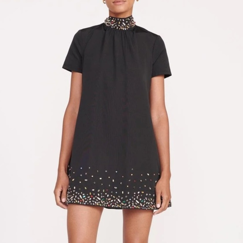 STAUD Mini Ilana Dress Black Silver Embellished